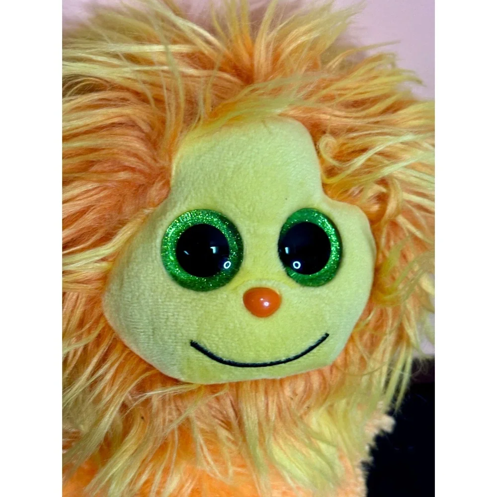 Ty Frizzys Tang Orange Yellow Monster Plush Sparkling Green Eyes 8 Inch NWT